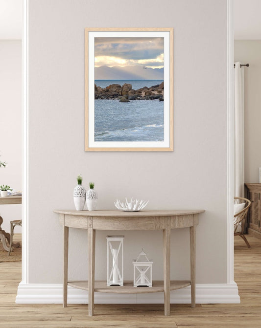 Rock wall | Bowen, QLD Australia with white ash frame