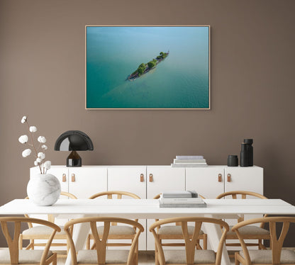 Australian Aerial Photography Wall Art on in a dining room setting.